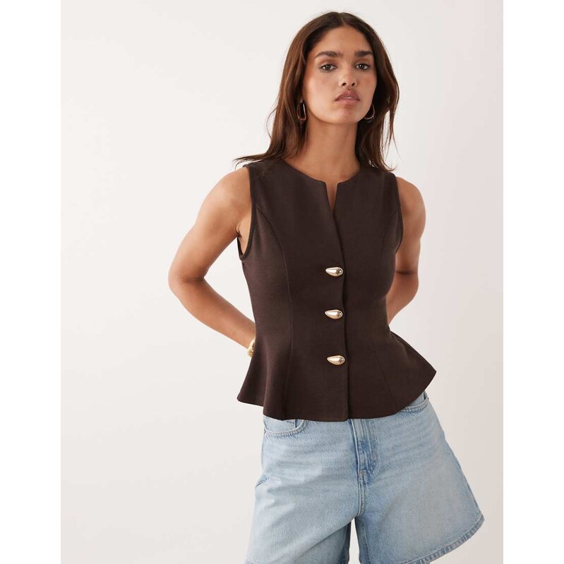 ASOS DESIGN interlock sleeveless peplum top with gold abstract