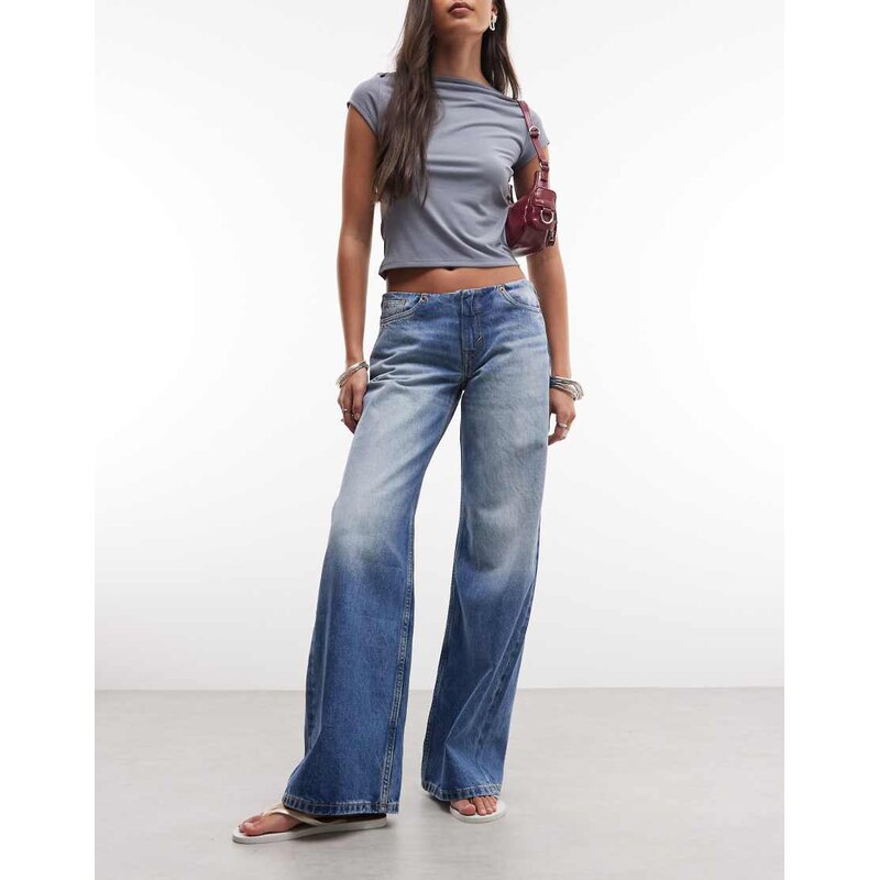 Monki Paz wide leg jeans without waistband in denim blue 113734840
