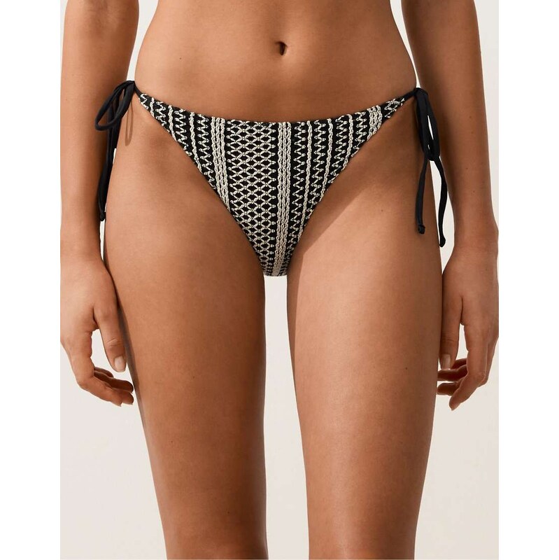 OYSHO Medium-coverage crochet bikini briefs in black 113745837