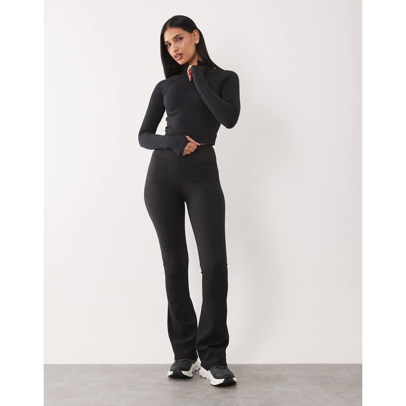 4505 Hourglass micro rib wrap waist slim kick yoga legging in black 115515831