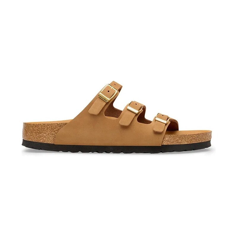 Birkenstock pantofle na plochém podpatku dámské nubukové Florida