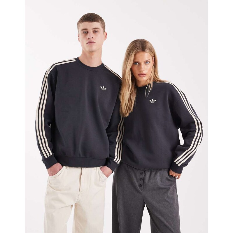adidas Originals Three Stripe sweatshirt in dark grey -