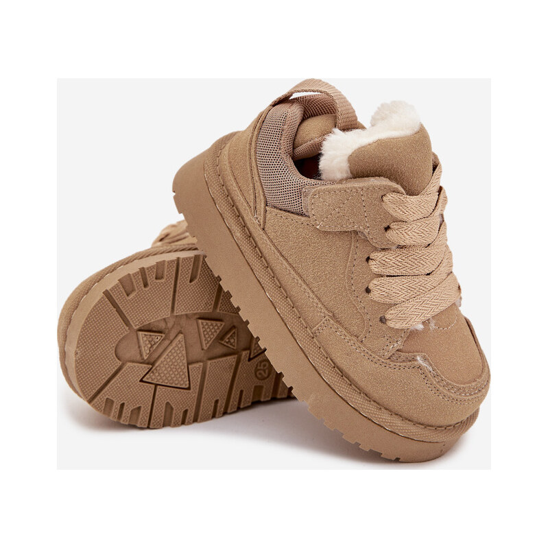 Kesi Dětské zateplené sneakers s kožíškem béžové Mireen Béžová