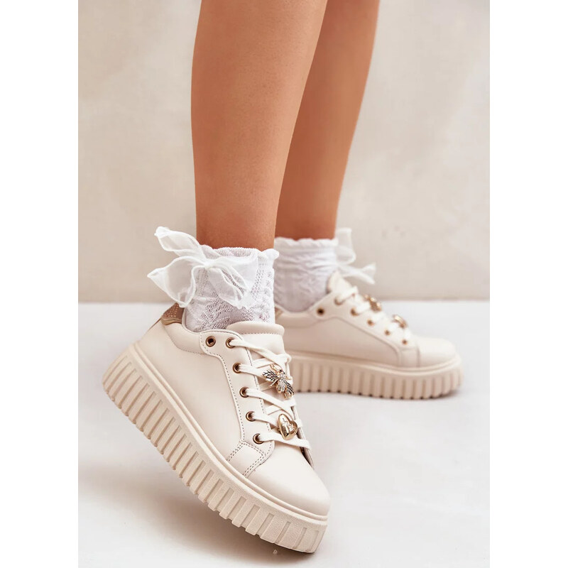 Kesi Béžové dámské sneakersy s připínacími ozdobami Grelesi
