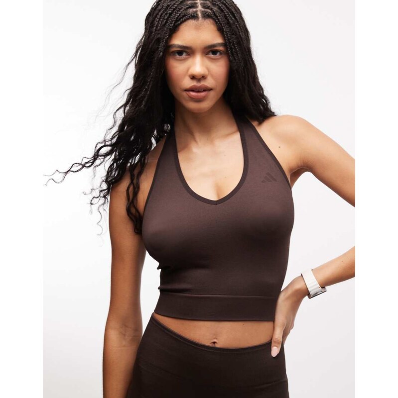 adidas performance adidas Training knitted halterneck top in