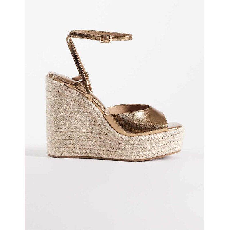 ASOS DESIGN Tamryn espadrille wedge in gold