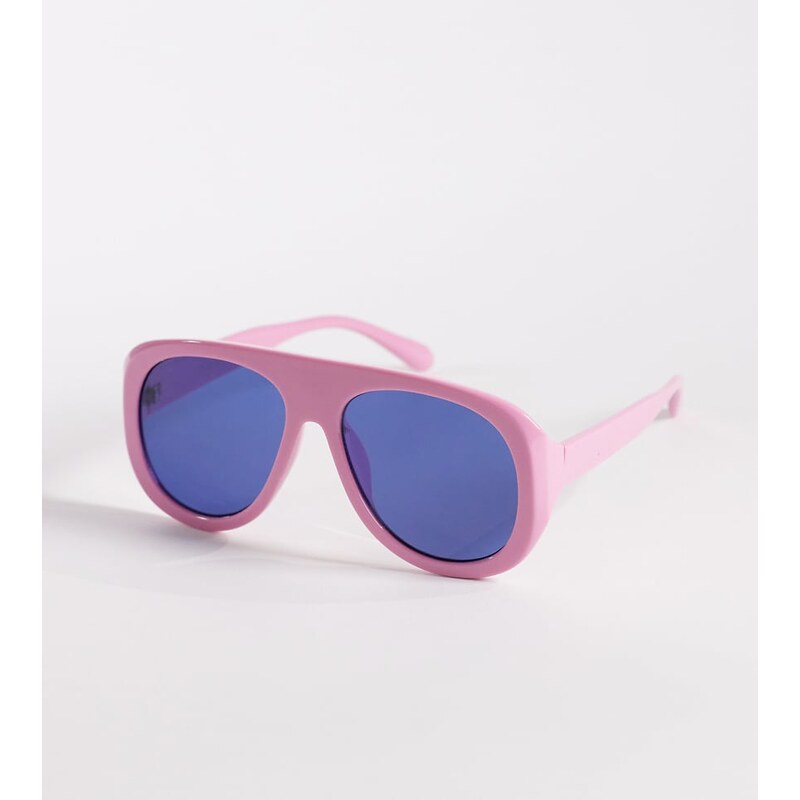 Kaiia exclusive chunky blue lens aviator sunglasses in pink