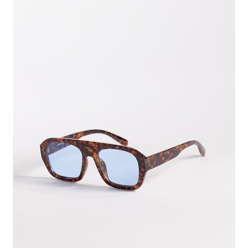Kaiia exclusive chunky blue lens aviator sunglasses in brown