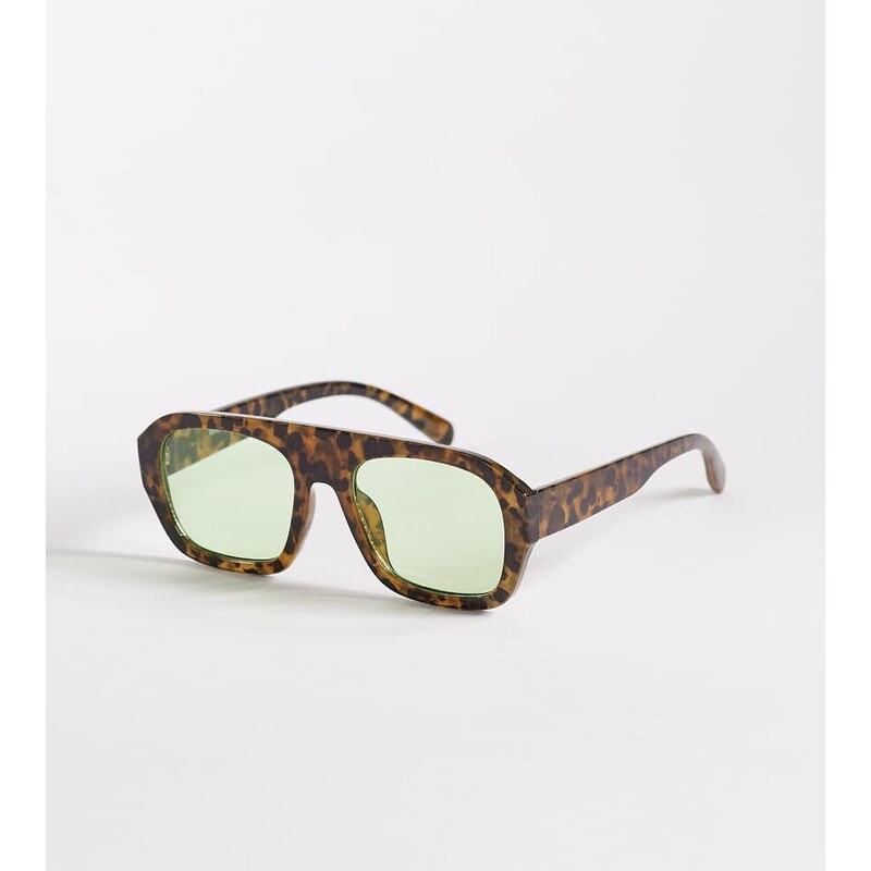 Kaiia exclusive chunky green lens aviator sunglasses in light