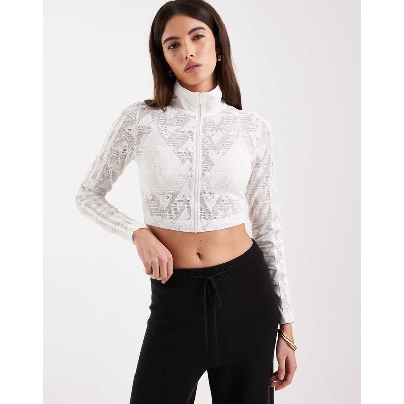 adidas Originals Firebird classic lace track top in cloud white
