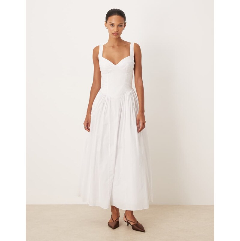 Bardot Theodora cotton sweetheart lace up back maxi dress in