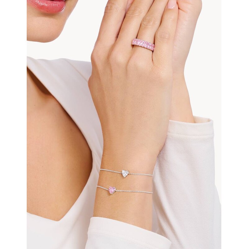 Thomas Sabo Silver bracelet with pink heart-shaped pendant