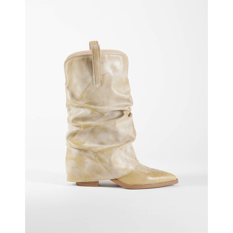 SIMMI Shoes Simmi London Ituama foldover low ankle boots in stone 114448275