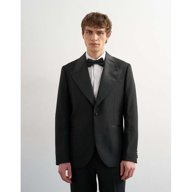 Topman tuxedo jacket in black