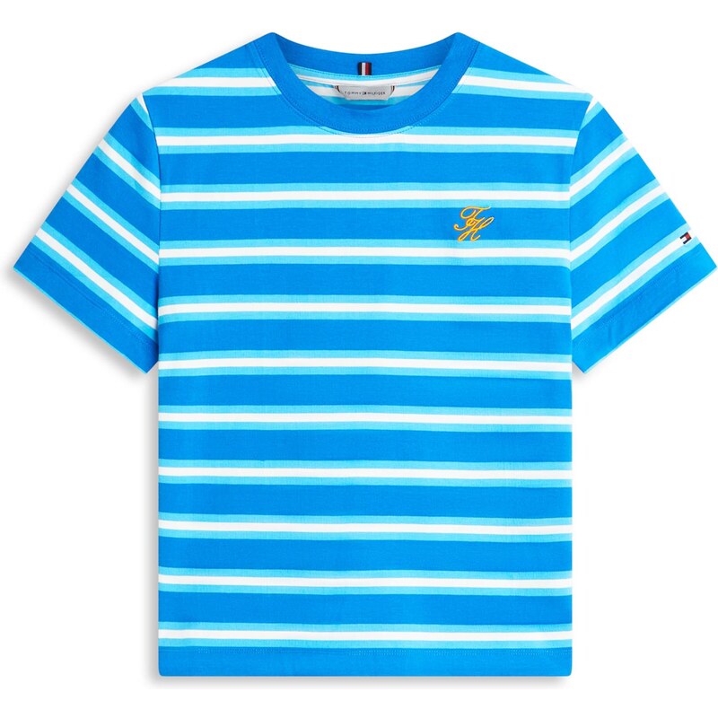 TOMMY HILFIGER Tričko modrá / světlemodrá / bílá