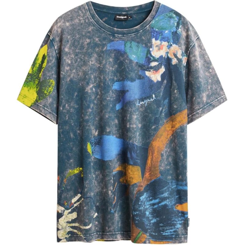 Desigual Tričko modrá / námořnická modř / oranžová