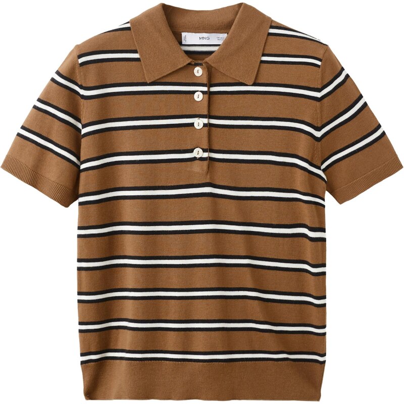 MANGO Svetr LUKO karamelová / černá / bílá 113741558