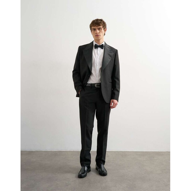 Topman tuxedo trousers in black
