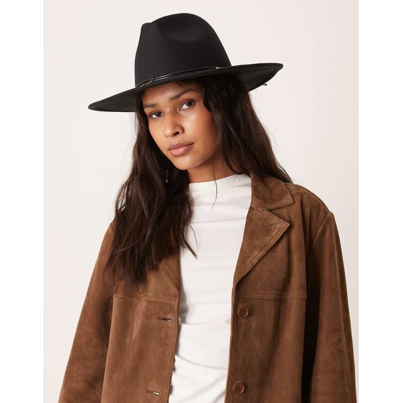 Accessorize cowboy trim detail hat in black 113745733