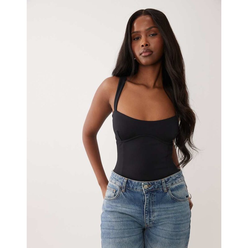 Good American sweetheart tank bodysuit in black