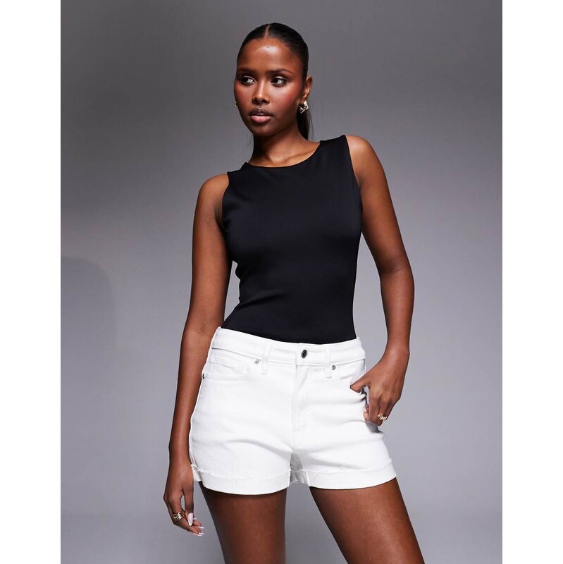 Good American sculpted scoop neck sleeveless bodysuit in black