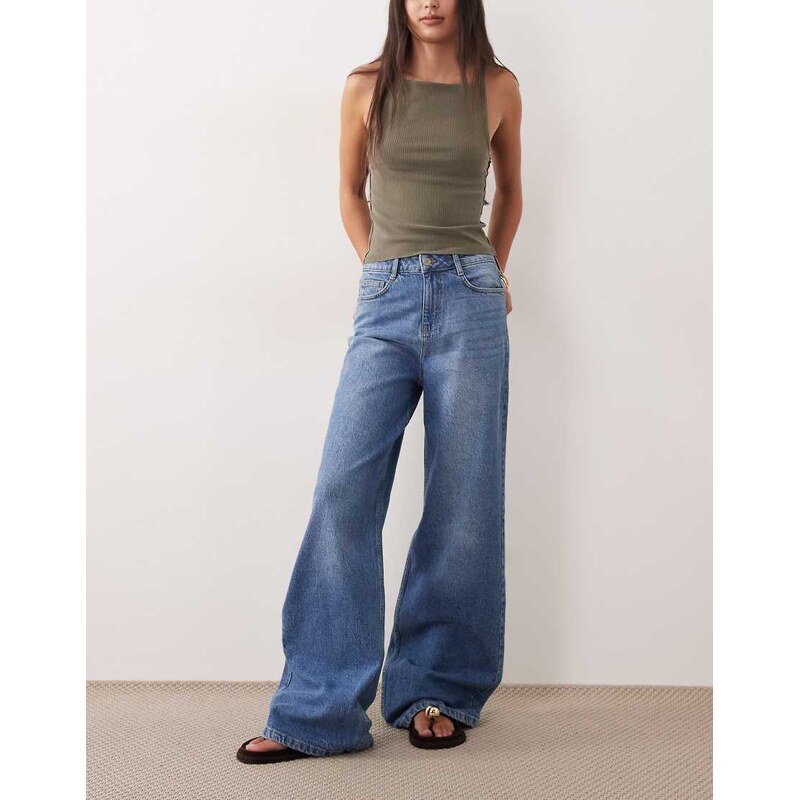 Nobodys Child stretch wide long leg jeans in blue 113742494