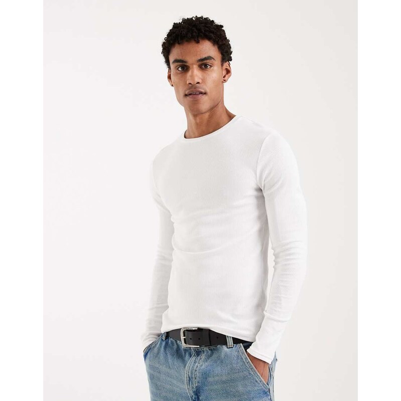 ASOS DESIGN Essentials muscle fit long sleeve t-shirt in white