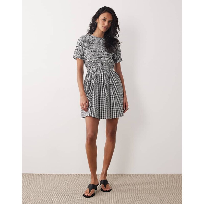 Nobodys Child Leah bow back detail shirred mini dress in black