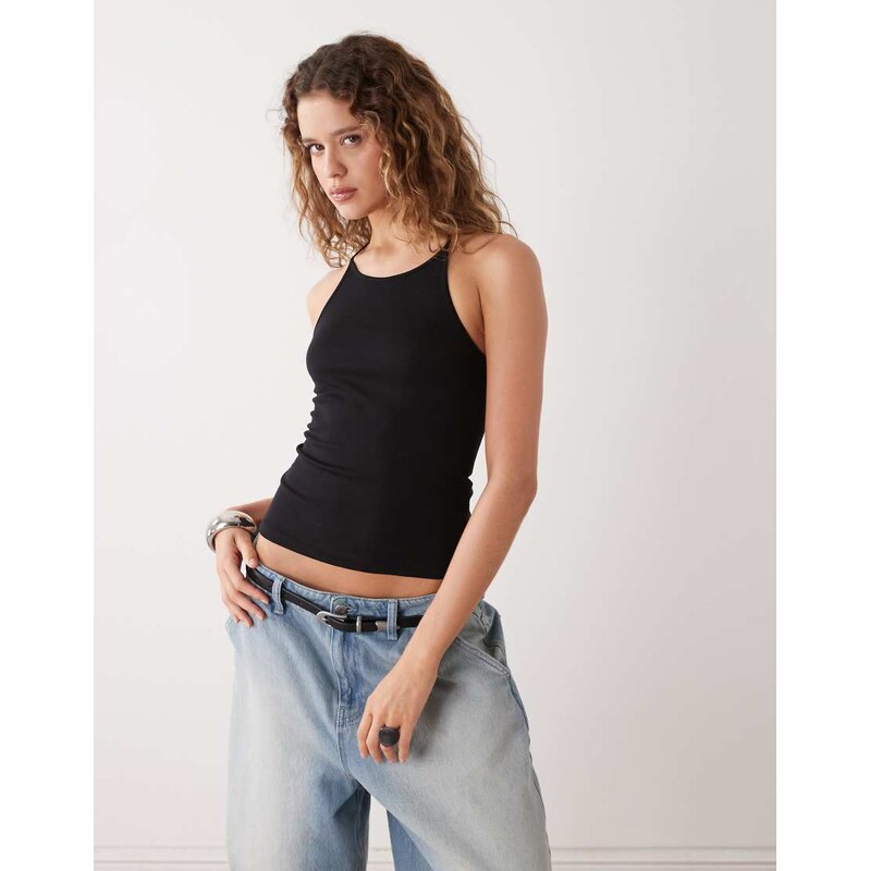 Weekday slim fit racer back vest in black
