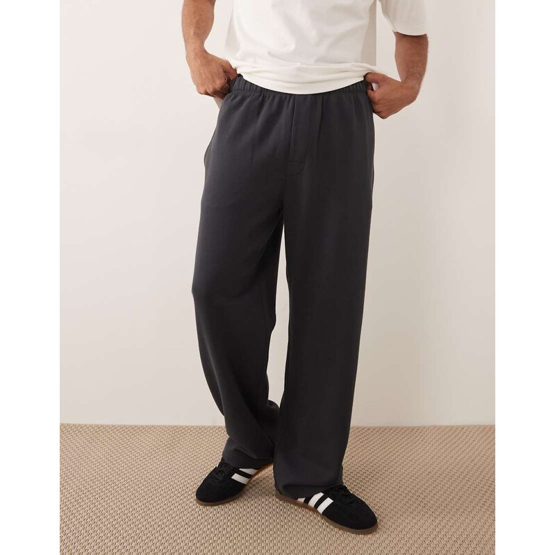ARKET jersey drawstring loose fit trousers in black