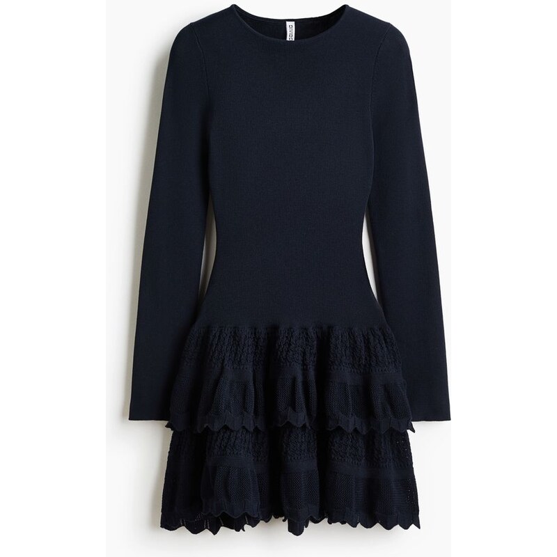 H&M - Šatys volánovou sukní - Tmavomodrá