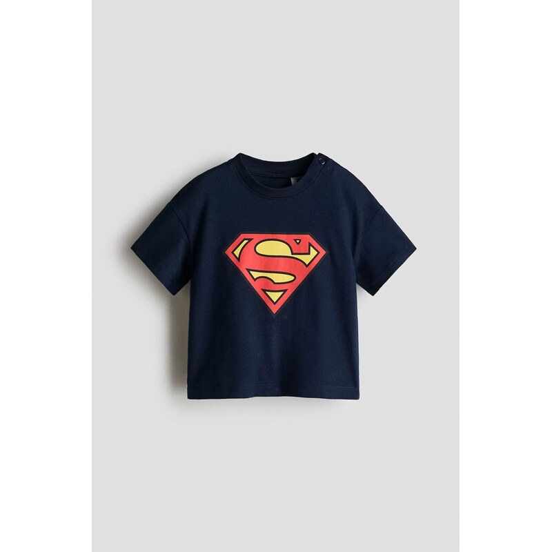 H&M - Bavlněné tričkos potiskem - Námořnická Modř/Superman