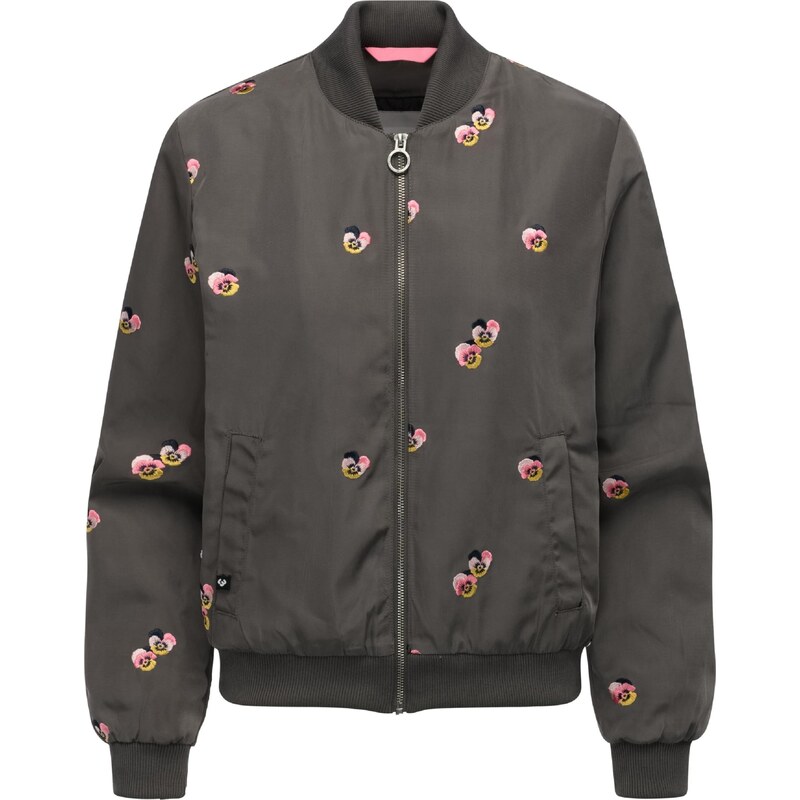 Ragwear Přechodná bunda Lunara hořčicová / tmavě zelená / růžová