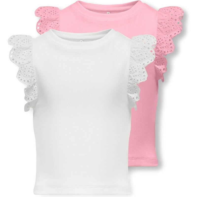 ONLY GIRLS Top KOGDrea světle růžová / bílá