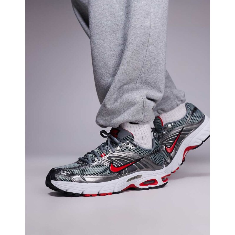Nike Air Max Moto 2K trainers in grey and red