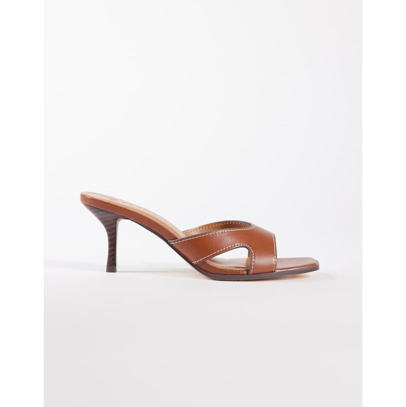 SEQWL Coral kitten heeled mules in Tan-Brown 114492027