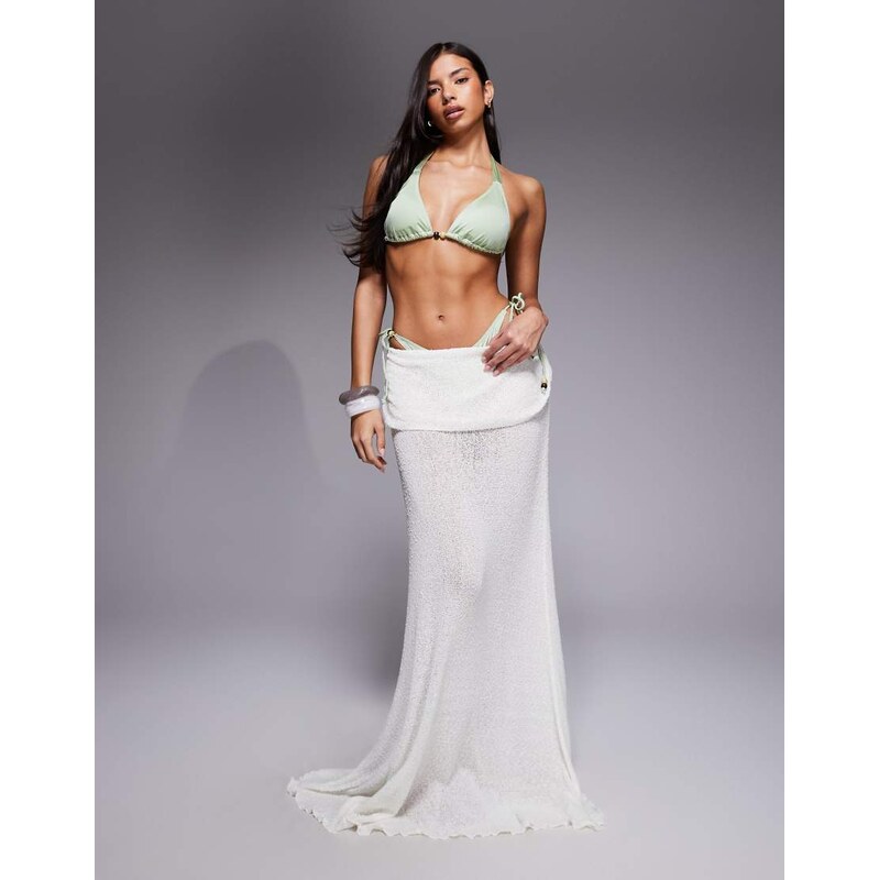 ASOS DESIGN ultimate beach maxi skirt in cream-White