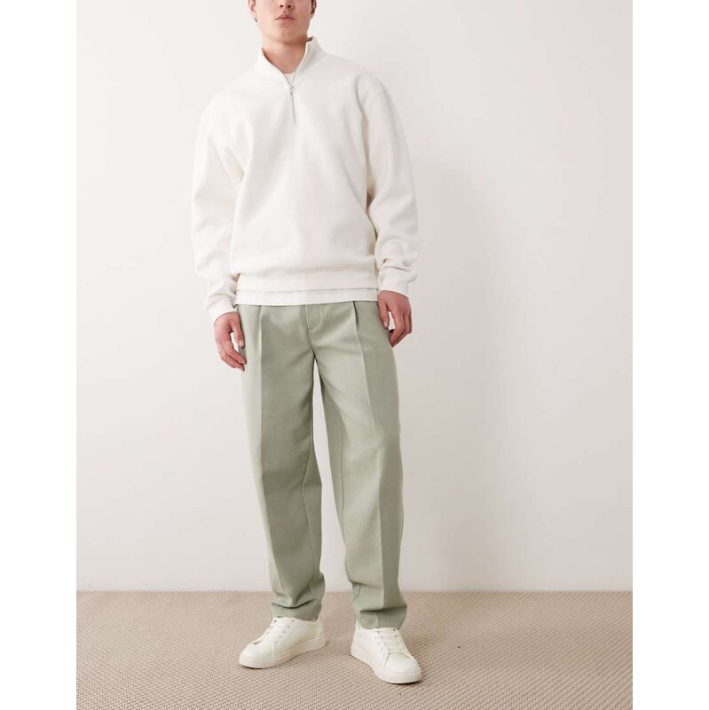 ASOS DESIGN tailored oversized tapered trousers with wool in