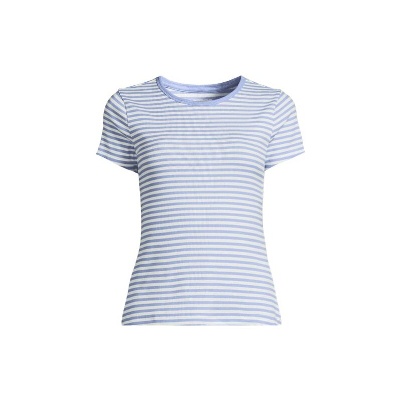 Short Sleeve Micro Rib Mini T-Shirt, Women, size: 20-22, plus, Blue, 115261903