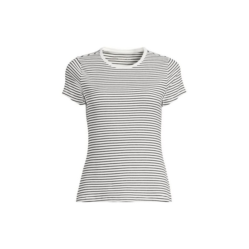 Short Sleeve Micro Rib Mini T-Shirt, Women, size: 20-22, plus, Ivory, 115237238