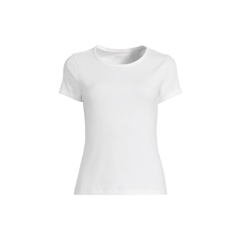 Short Sleeve Micro Rib Mini T-Shirt, Women, size: 20-22, plus, White, 115261904
