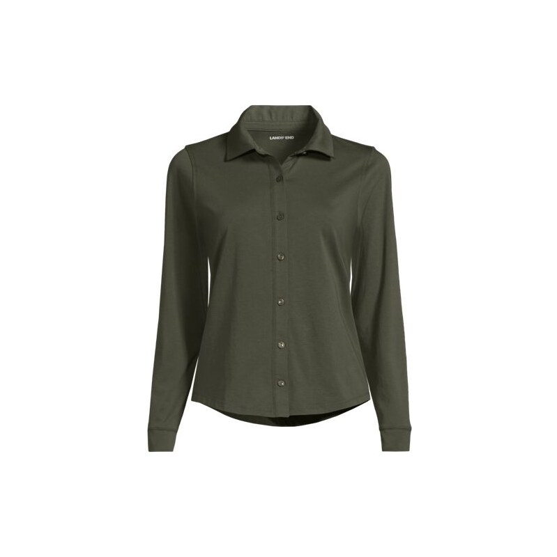 Long Sleeve Supima Cotton Buttonfront Top, Women, size: M,