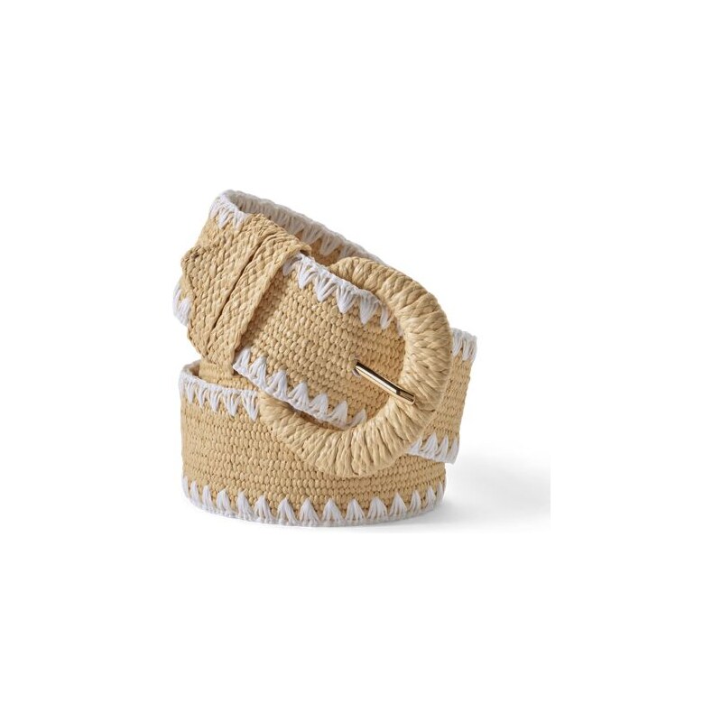Stretch Raffia Belt, Women, size: XL, regular, Ivory, by Lands