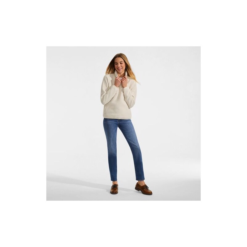 Snap Neck Sherpa Fleece Top, Women, size: S, regular, Ivory, by
