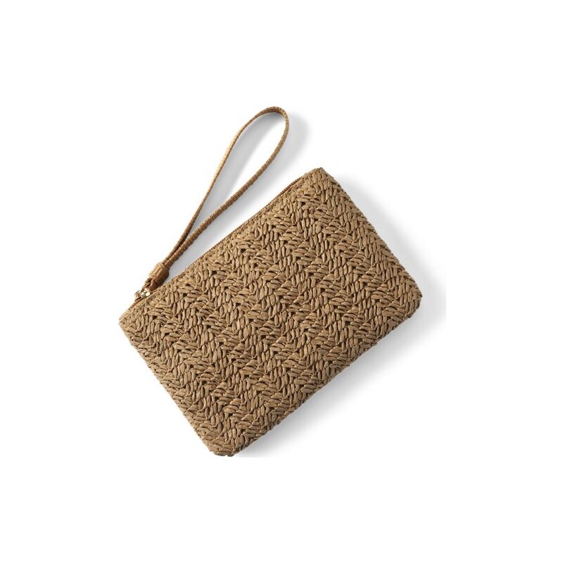 Zip Top Straw Wristlet Bag, Women, size: one size, regular, Ivory, 115200550