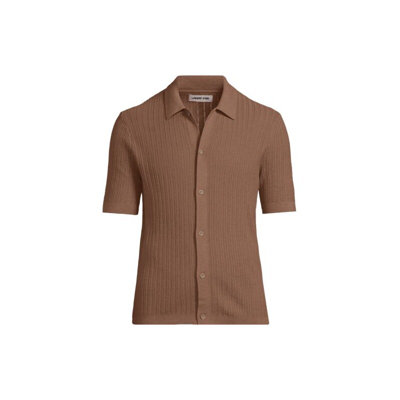 Short Sleeve Lightweight Cotton Fine Knit Shirt, Men, size: S,