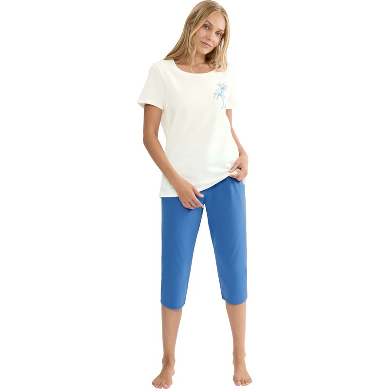 Dámské pyžamo TRIUMPH SETS PK CAPRI X 03 WHITE/BLUE 113758619