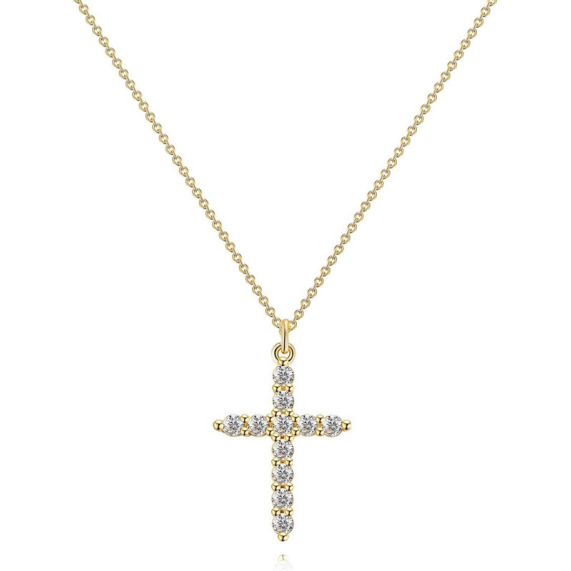 SYLVIENE Náhrdelník CROSS se Zirkony Gold 114684511