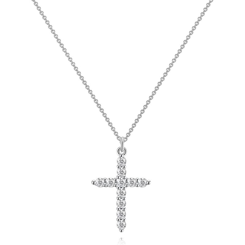 SYLVIENE Náhrdelník CROSS se Zirkony Silver 114684512