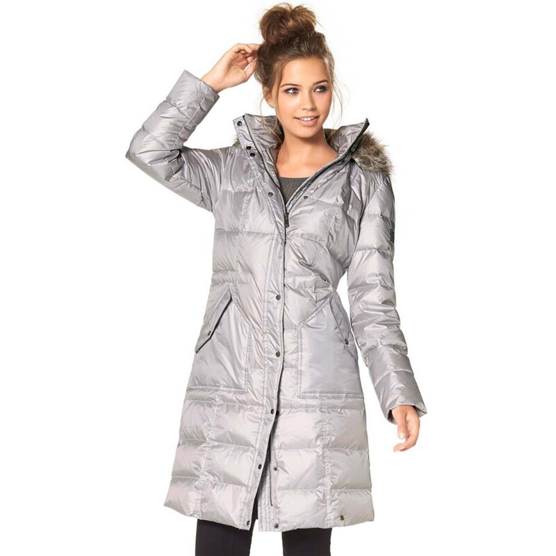 Zimní kabáty, prošívaný péřový zimní kabát AJC (vel.36 skladem) 36 stříbrná Dopravné zdarma!